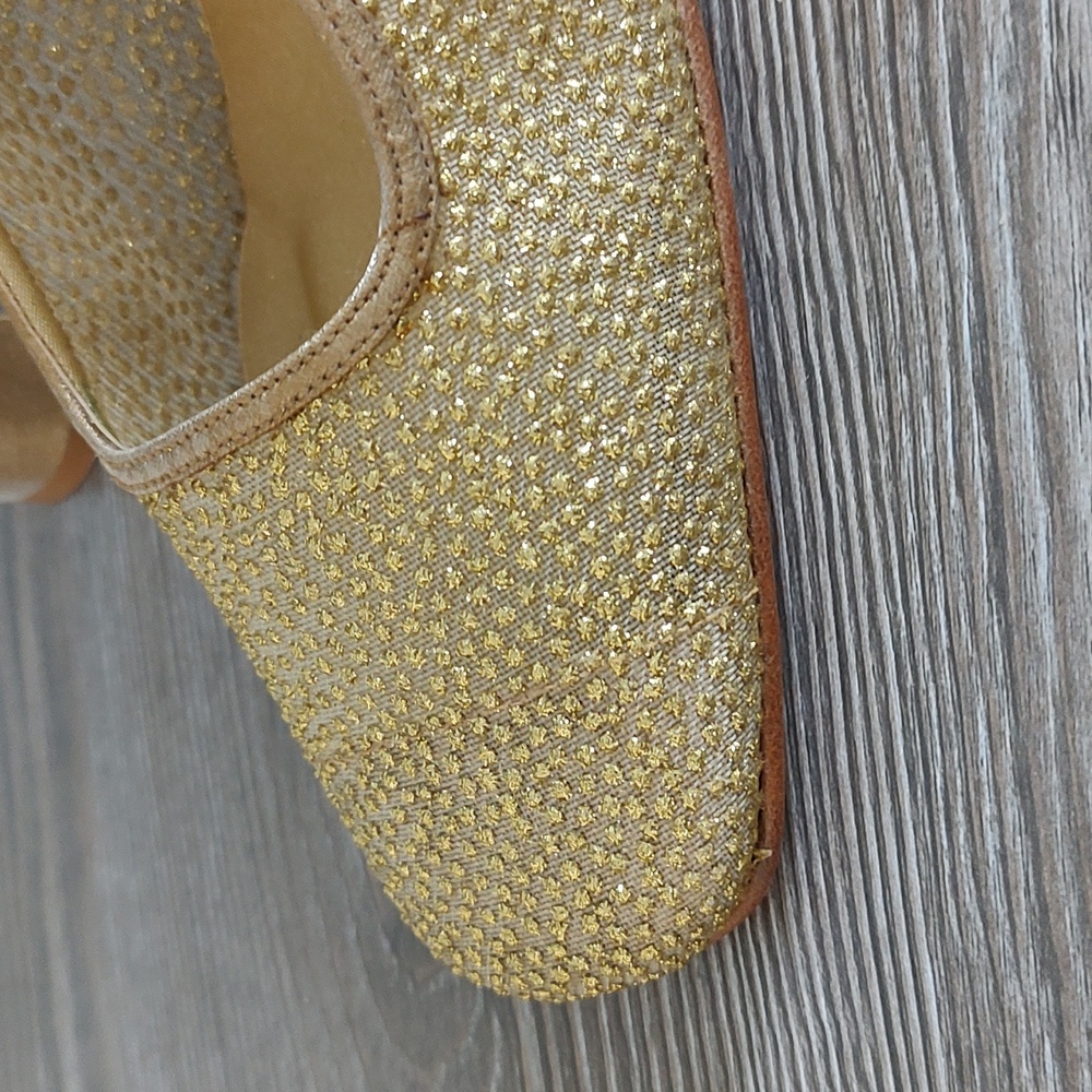 Like New NINA Sparkly Gold Pumps Shoes Heels Leather Soles 7.5 - Picture 13 of 13